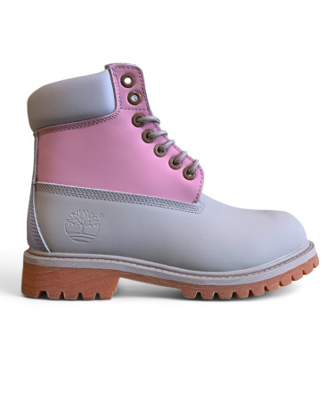Timberland Classic 6-Inch Boot Pink Gray С ФЛИСОМ