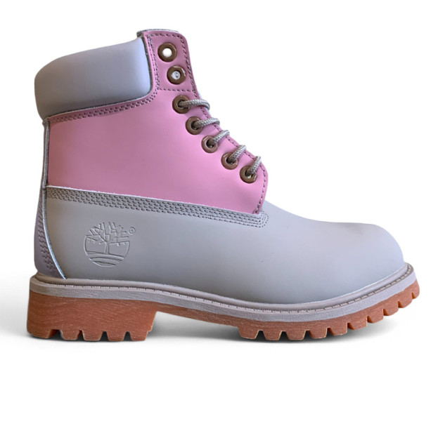 Timberland Classic 6-Inch Boot Pink Gray С ФЛИСОМ