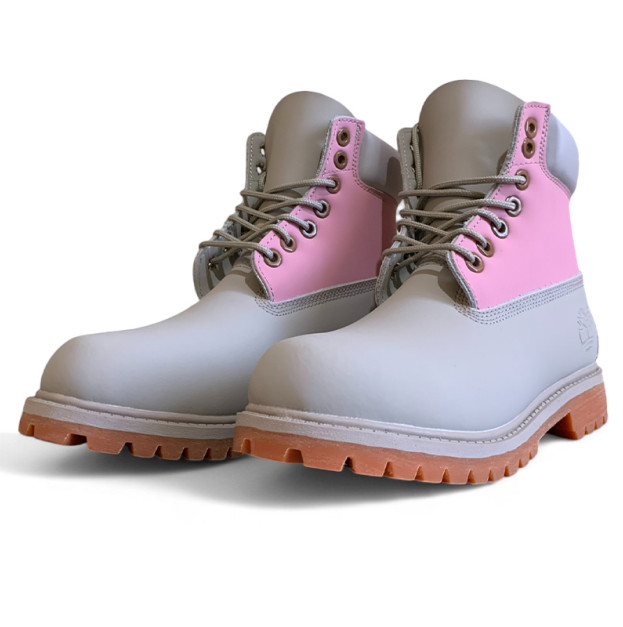 Timberland Classic 6-Inch Boot Pink Gray С ФЛИСОМ